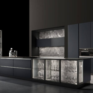 Modern Kitchen Cabinets with Glass Display System – Fantasy Series